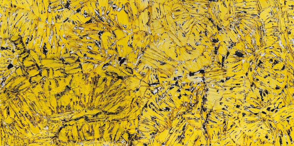 [Yellow90x45ART+3] JAUNE Acrylique et Papier Brûlé ART+3
