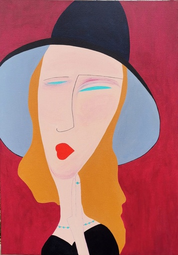 D'après Modigliani "Jeanne Hébuterne au grand chapeau"